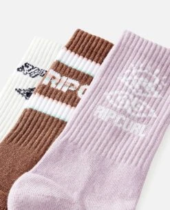 Women's Icons Of Surf Sock - 3 Pack -Wavy Trend Wear 001wso 9629 3