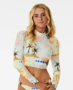 Sun Club Cropped Rash Guard -Wavy Trend Wear 0a6wsw 3282 3