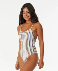 Tropics Stripe Cheeky Coverage One Piece Swimsuit -Wavy Trend Wear 0dlwsw 3282 3
